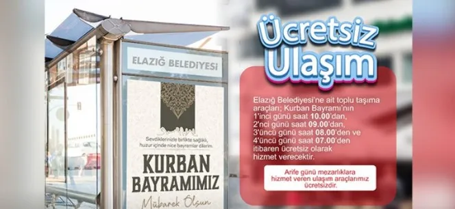 Elazığ’da Toplu Ulaşım Bayramda Ücretsiz Olacak