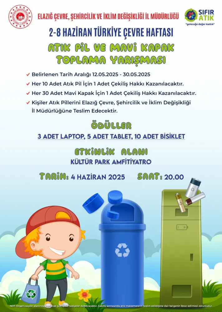 Elazığ’da Mavi Kapak ve Atık Pil Toplama Kampanyasına Yoğun İlgi